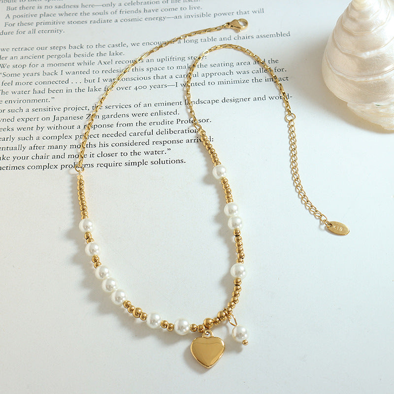 Zoe Necklace – Pearl & Gold-Plated Love Pendant - House Of Jedidiah