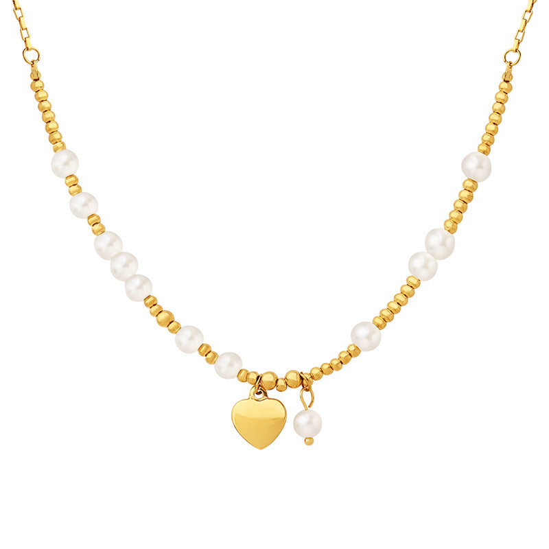 Zoe Necklace – Pearl & Gold-Plated Love Pendant - House Of Jedidiah