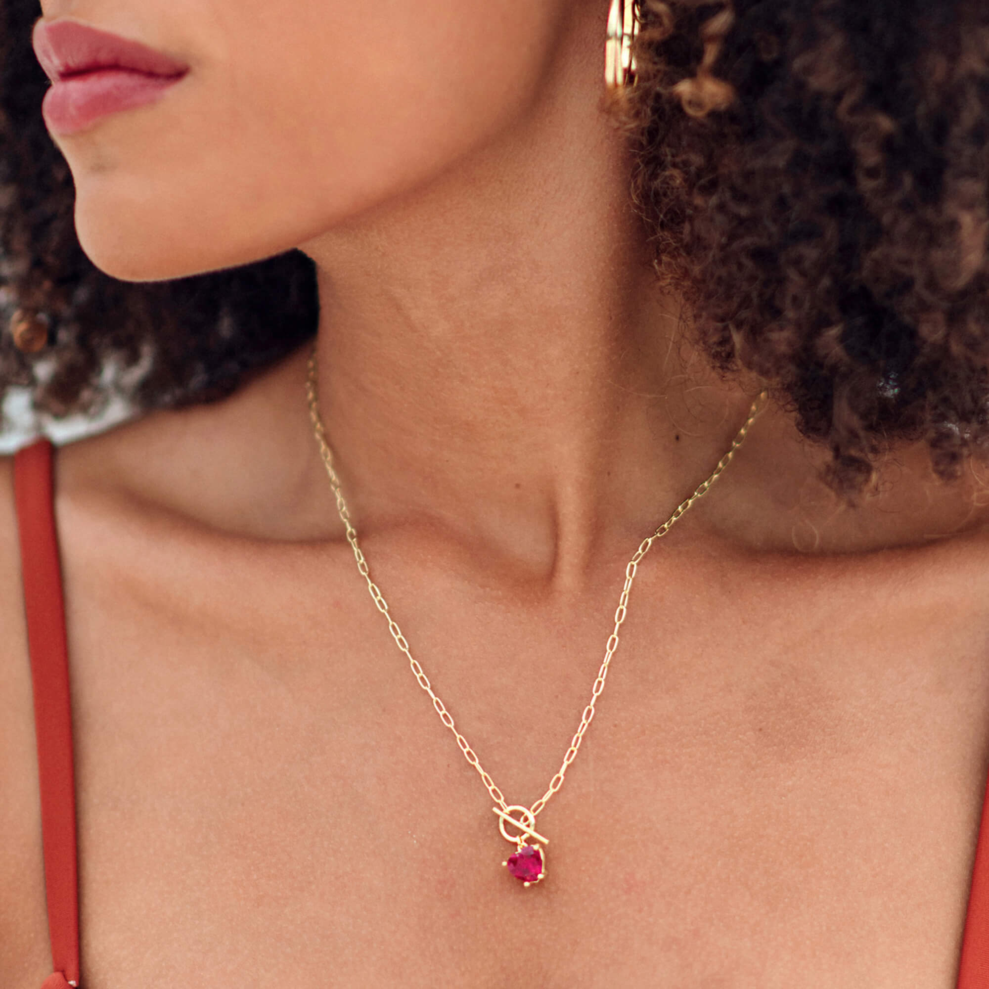 Ruby Heart Necklace GOLD/RUBY RED - House Of Jedidiah
