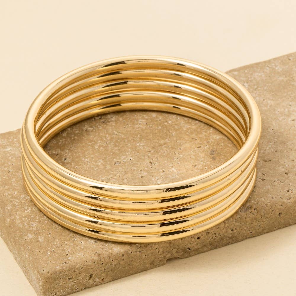 5Pc Metallic Bangle Bracelet Set - House Of Jedidiah