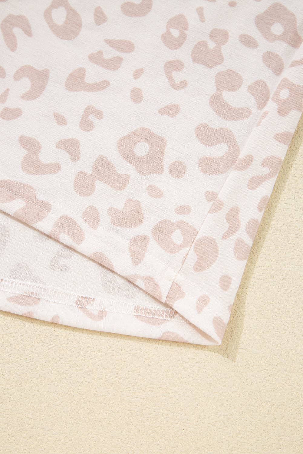 Beige Cheetah V Neck Tee and Pants Lounge Set - House Of Jedidiah