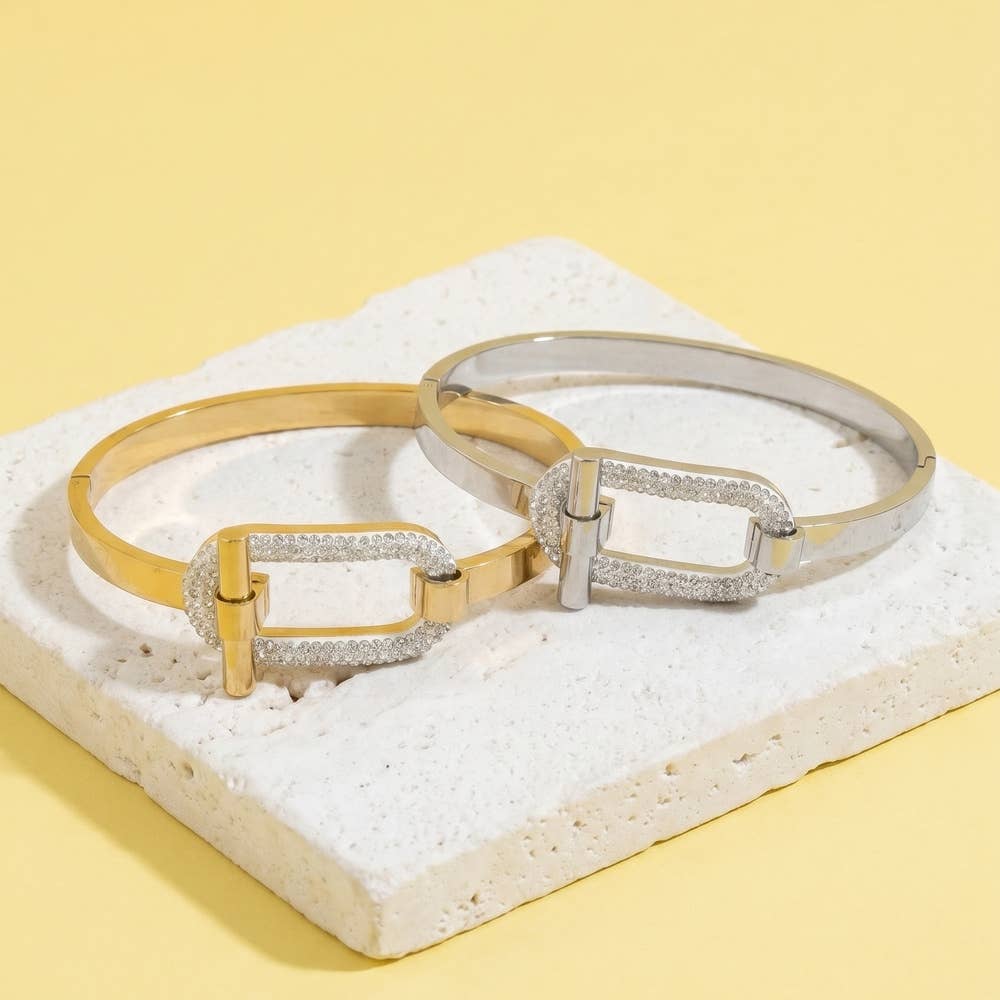 Stainless Steel Pave Crystal Link Toggle Bracelet - House Of Jedidiah