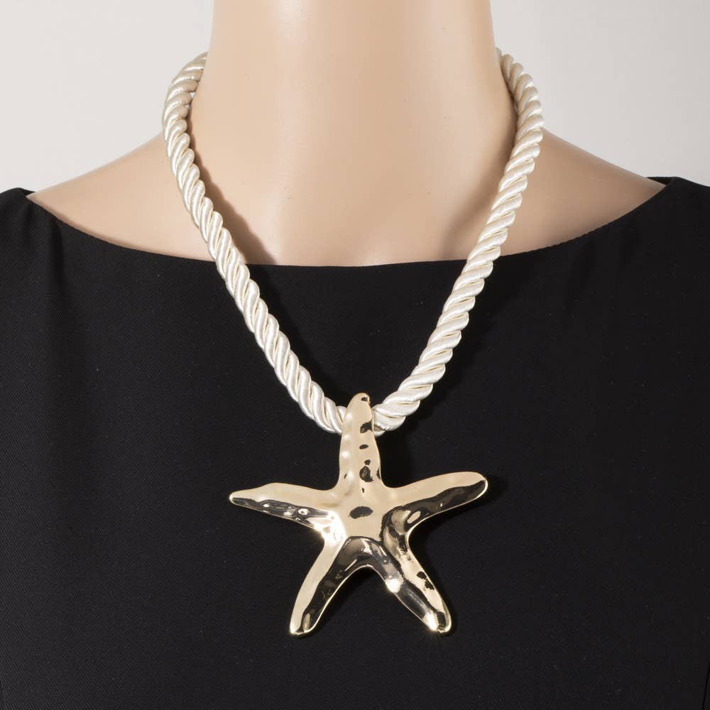 Starfish Twisted Cord Statement Necklace - House Of Jedidiah