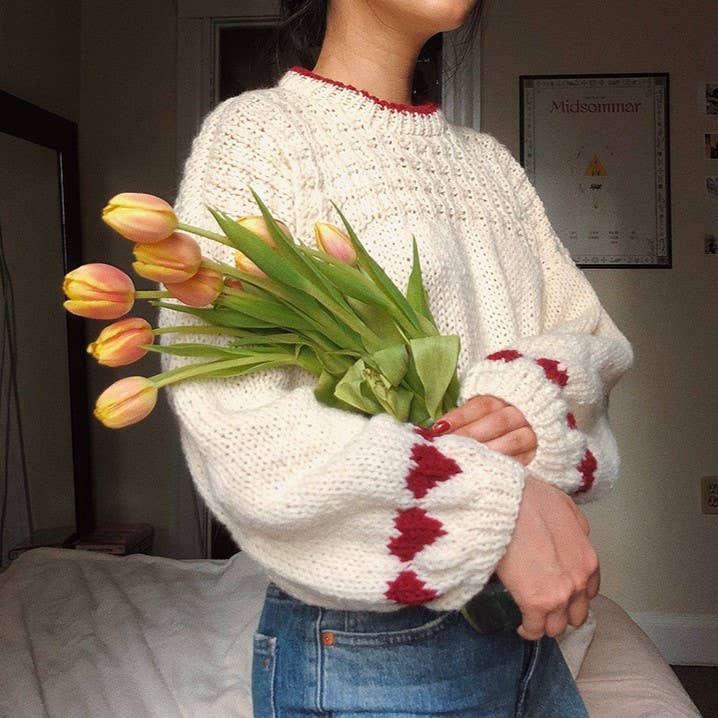 Valentines Hearts Jacquard Slouchy Knit Jumper - House Of Jedidiah