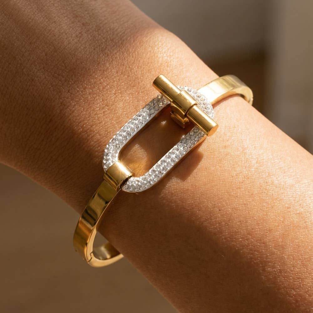 Stainless Steel Pave Crystal Link Toggle Bracelet - House Of Jedidiah