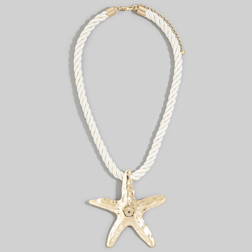 Starfish Twisted Cord Statement Necklace - House Of Jedidiah