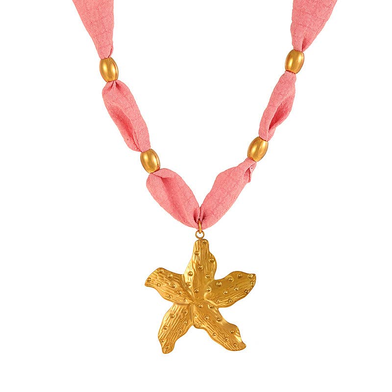 Scarf Statement Necklace | Gold Charm Pendant Style - House Of Jedidiah
