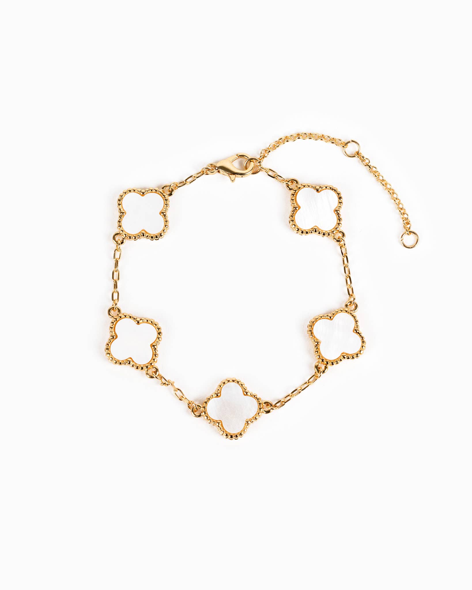 Double Sided Pearl Clover Chain Bracelets