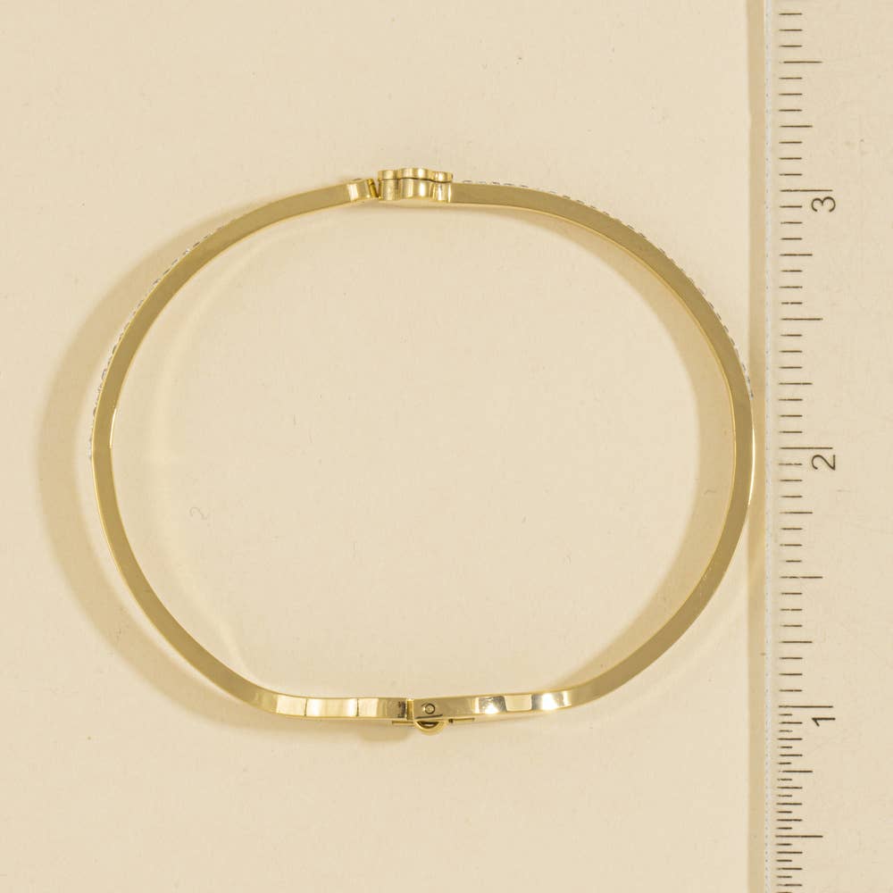 Stainless Steel Crystal Clover Bangle Bracelet - House Of Jedidiah