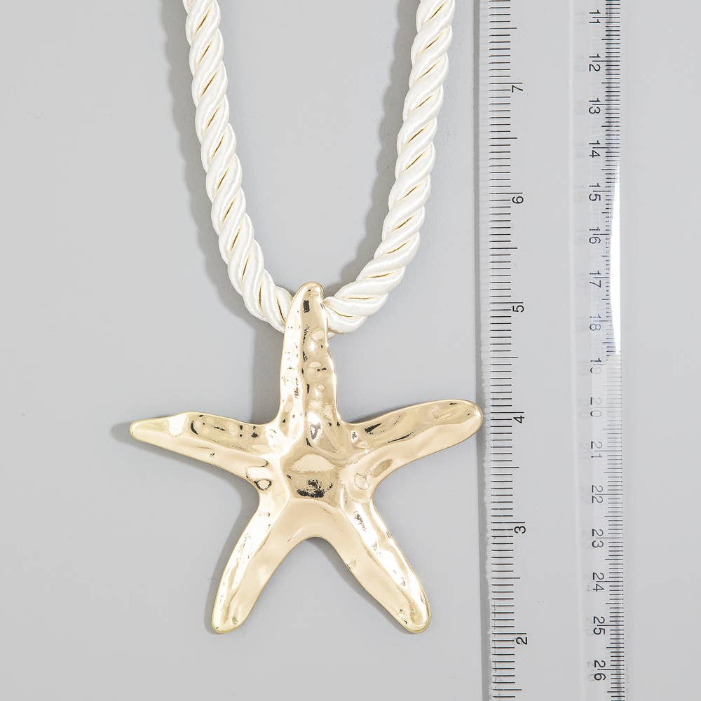 Starfish Twisted Cord Statement Necklace - House Of Jedidiah