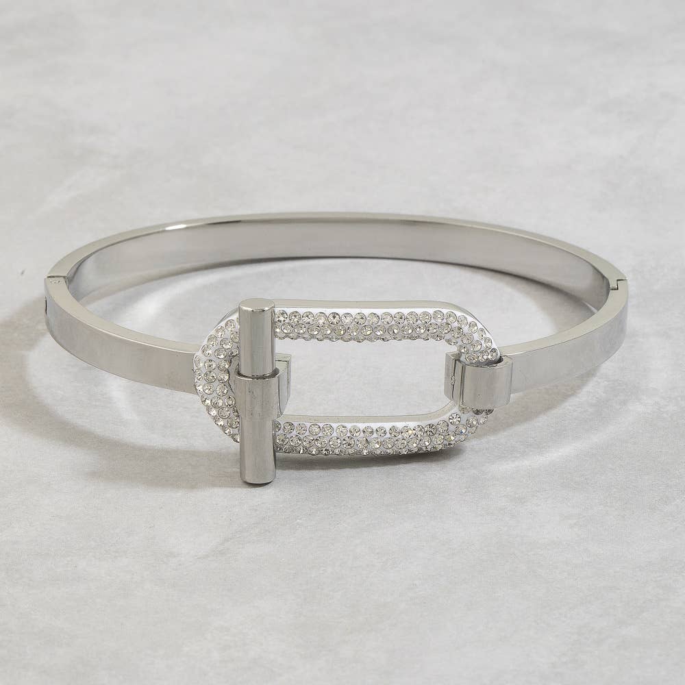 Stainless Steel Pave Crystal Link Toggle Bracelet - House Of Jedidiah