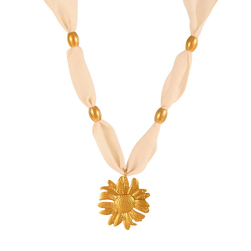 Scarf Statement Necklace | Gold Charm Pendant Style - House Of Jedidiah