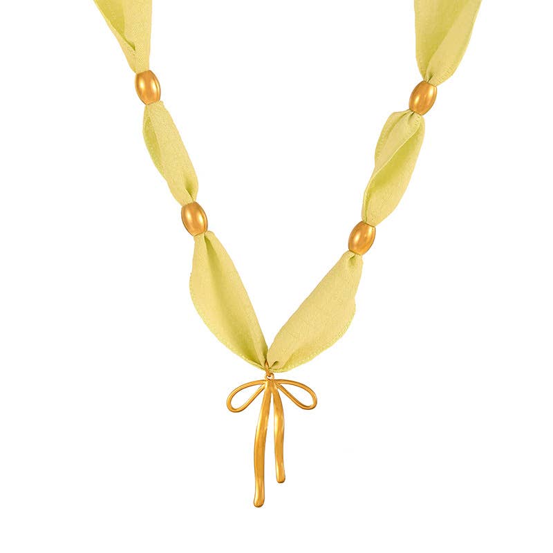 Scarf Statement Necklace | Gold Charm Pendant Style - House Of Jedidiah