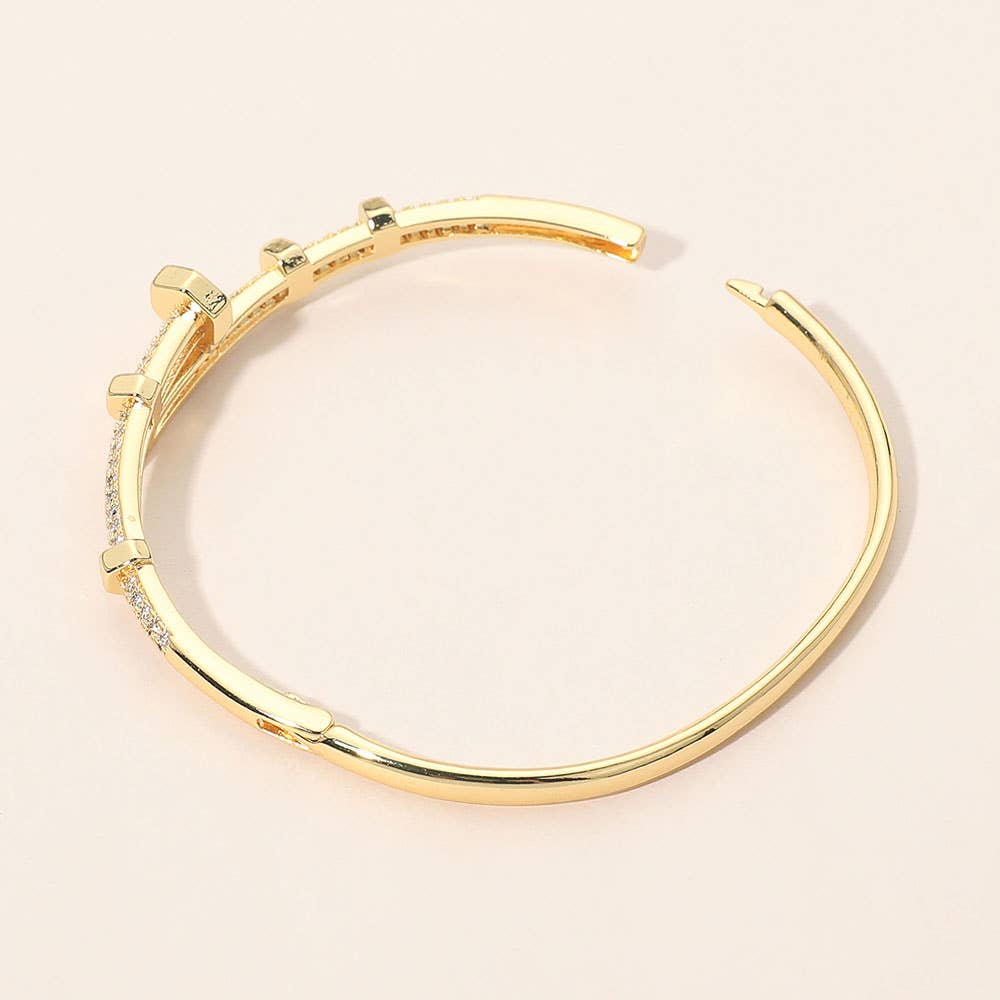 CZ Pave Nail Hinged Bangle Bracelet