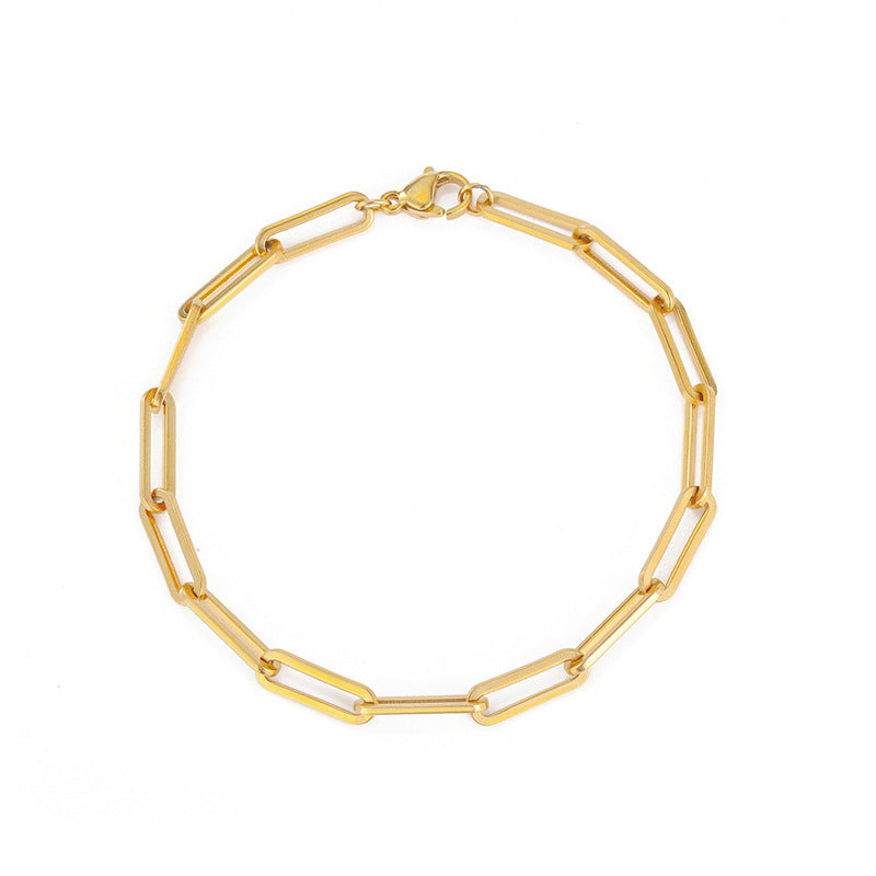 Elena Paperclip Bracelet – 18k gold-plated minimalist jewelry for stacking or solo wear