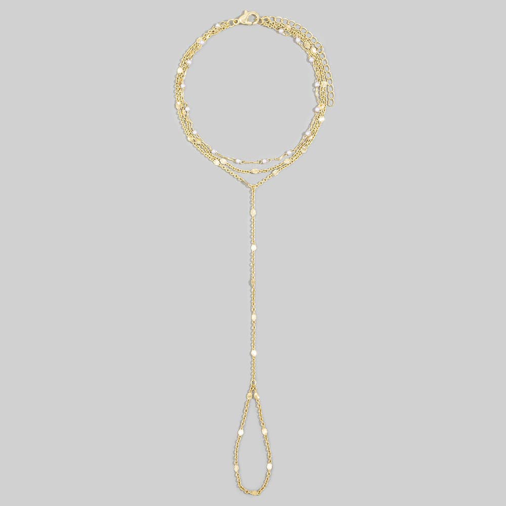 Layered Pearl Station Hand Chain Bracelet - House Of Jedidiah