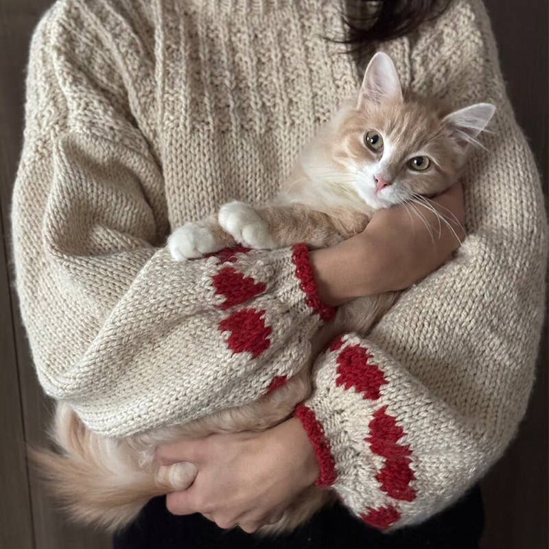 Valentines Hearts Jacquard Slouchy Knit Jumper - House Of Jedidiah