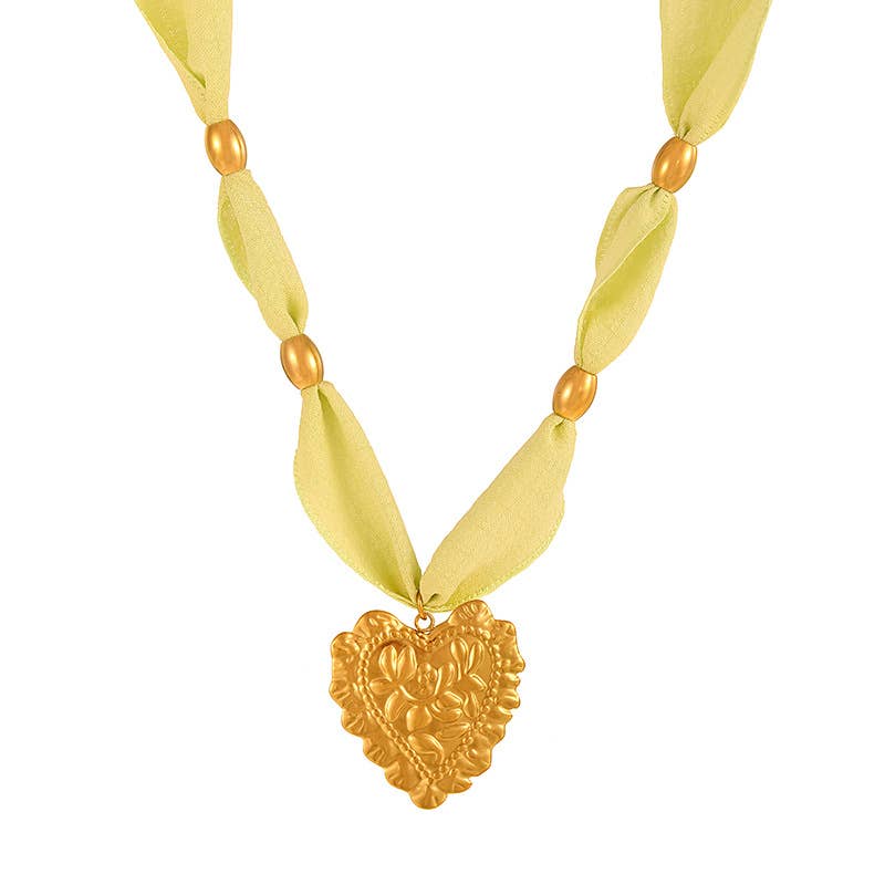 Scarf Statement Necklace | Gold Charm Pendant Style - House Of Jedidiah