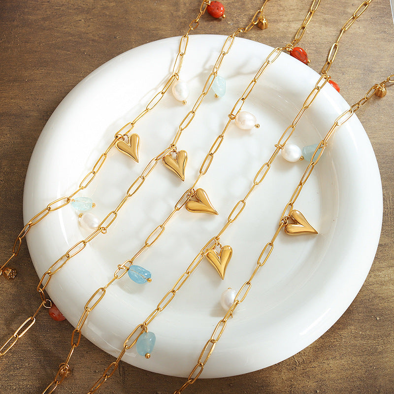 Chloe Necklace – Freshwater Pearl & Gold-Plated Gemstone Pendant - House Of Jedidiah