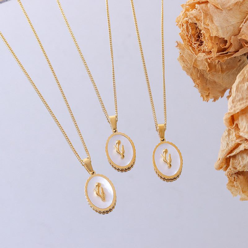 Tulipe Necklace – White Mother-of-Pearl Tulip Pendant