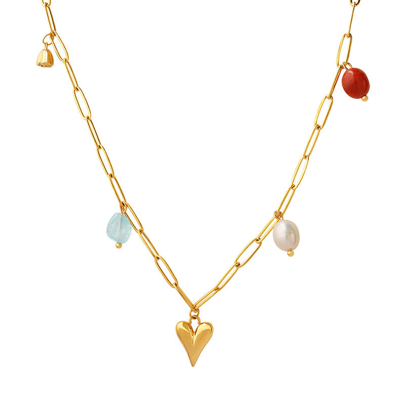 Chloe Necklace – Freshwater Pearl & Gold-Plated Gemstone Pendant - House Of Jedidiah