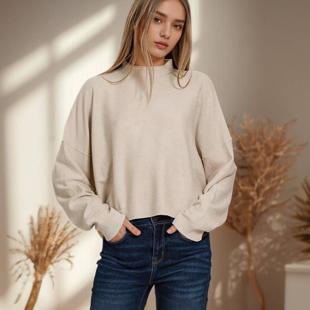 `.Mock Neck Soft Fall Sweater - House Of Jedidiah