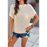 Solid Short Cap Sleeve Ribbed Knit Loose Top - House Of Jedidiah