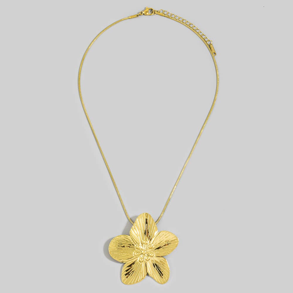 Plumeria Flower Beaded Center Pendant Necklace - House Of Jedidiah
