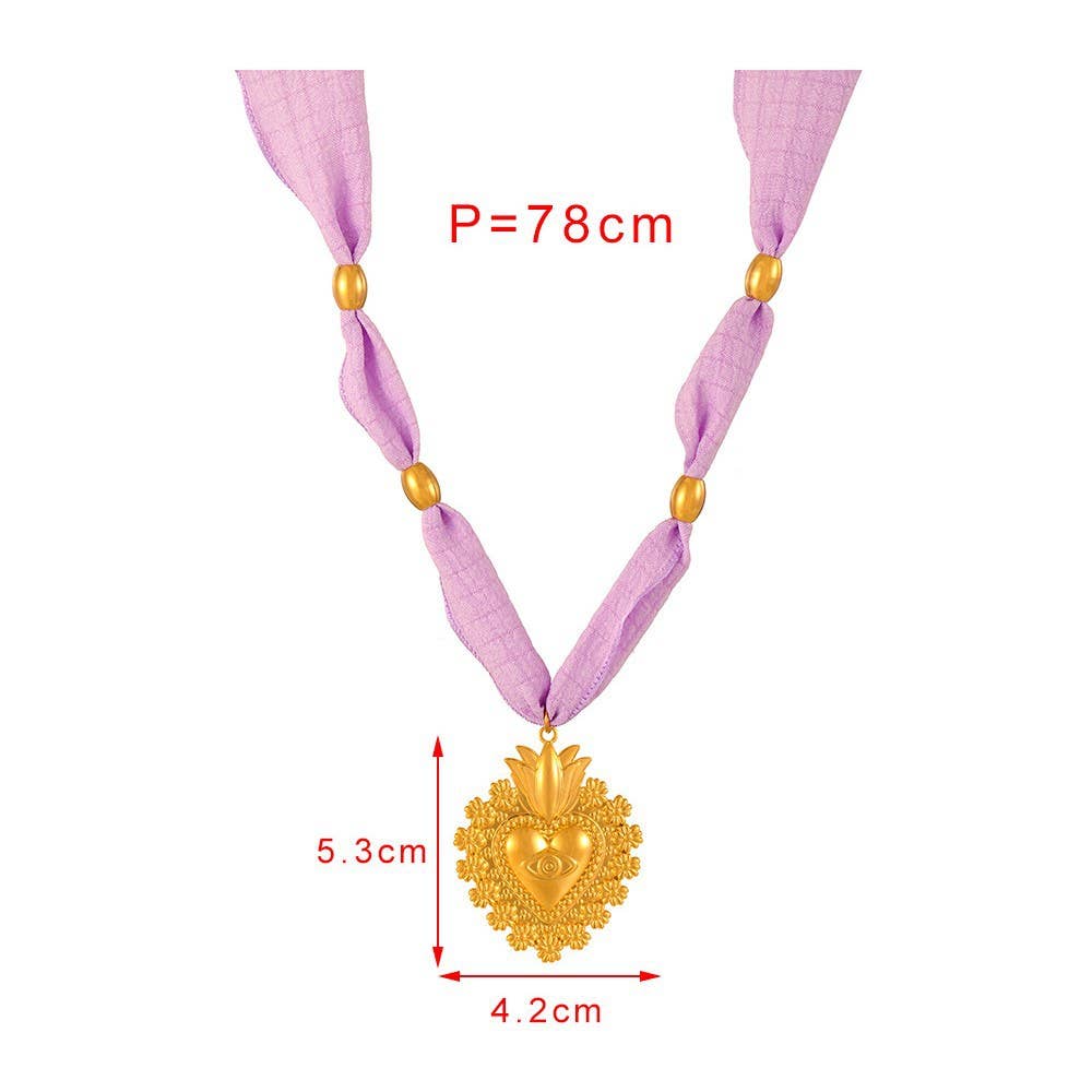 Scarf Statement Necklace | Gold Charm Pendant Style - House Of Jedidiah