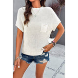 Solid Short Cap Sleeve Ribbed Knit Loose Top - House Of Jedidiah