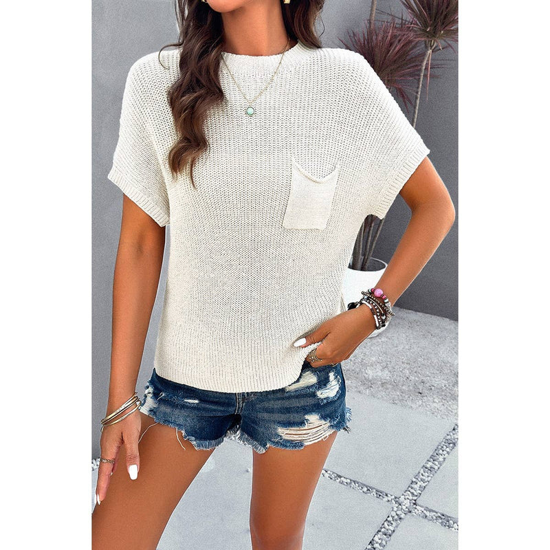 Solid Short Cap Sleeve Ribbed Knit Loose Top - House Of Jedidiah