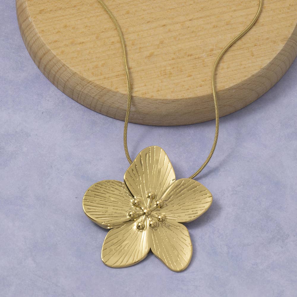 Plumeria Flower Beaded Center Pendant Necklace - House Of Jedidiah
