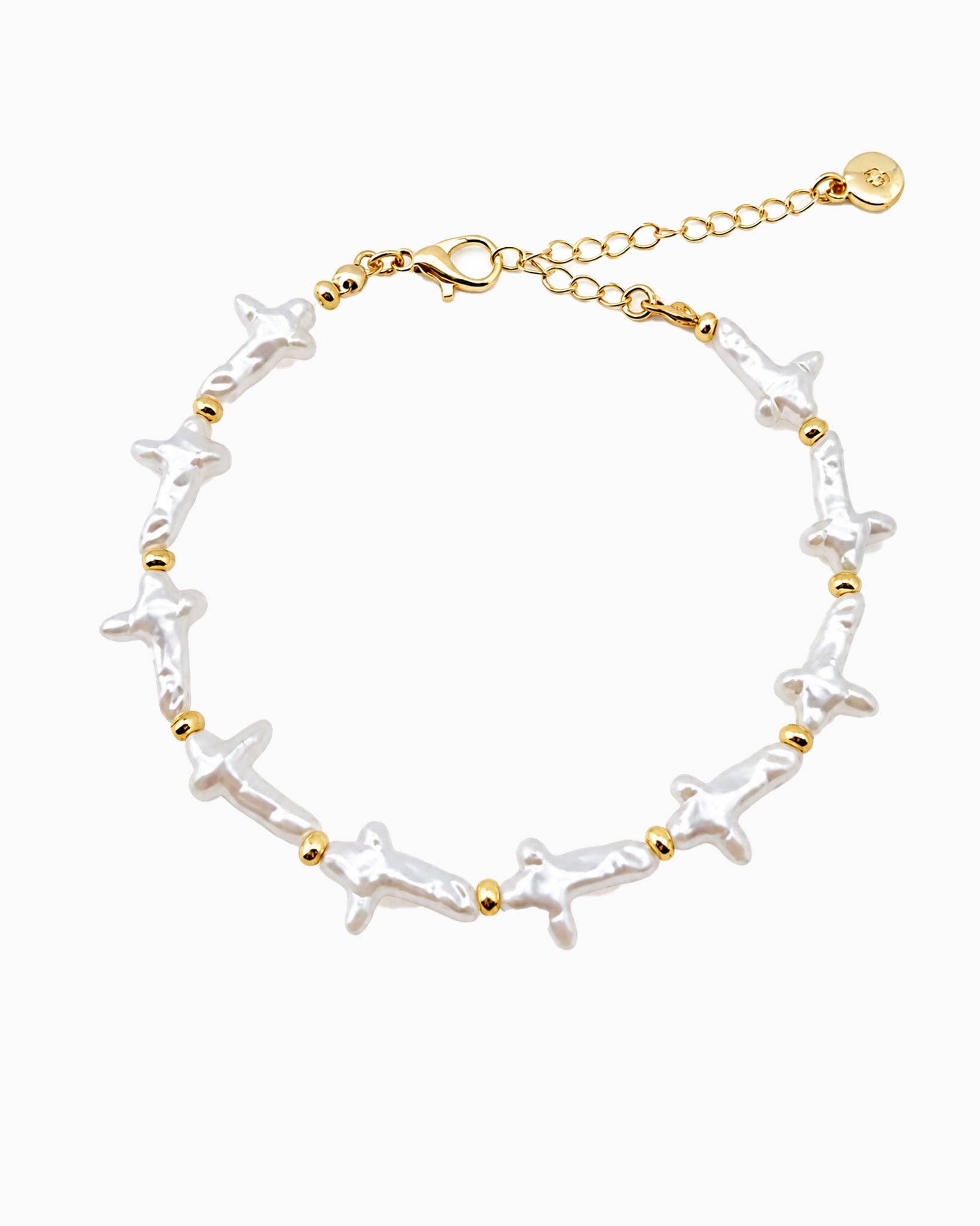 Organic Cross Pearl Bracelet