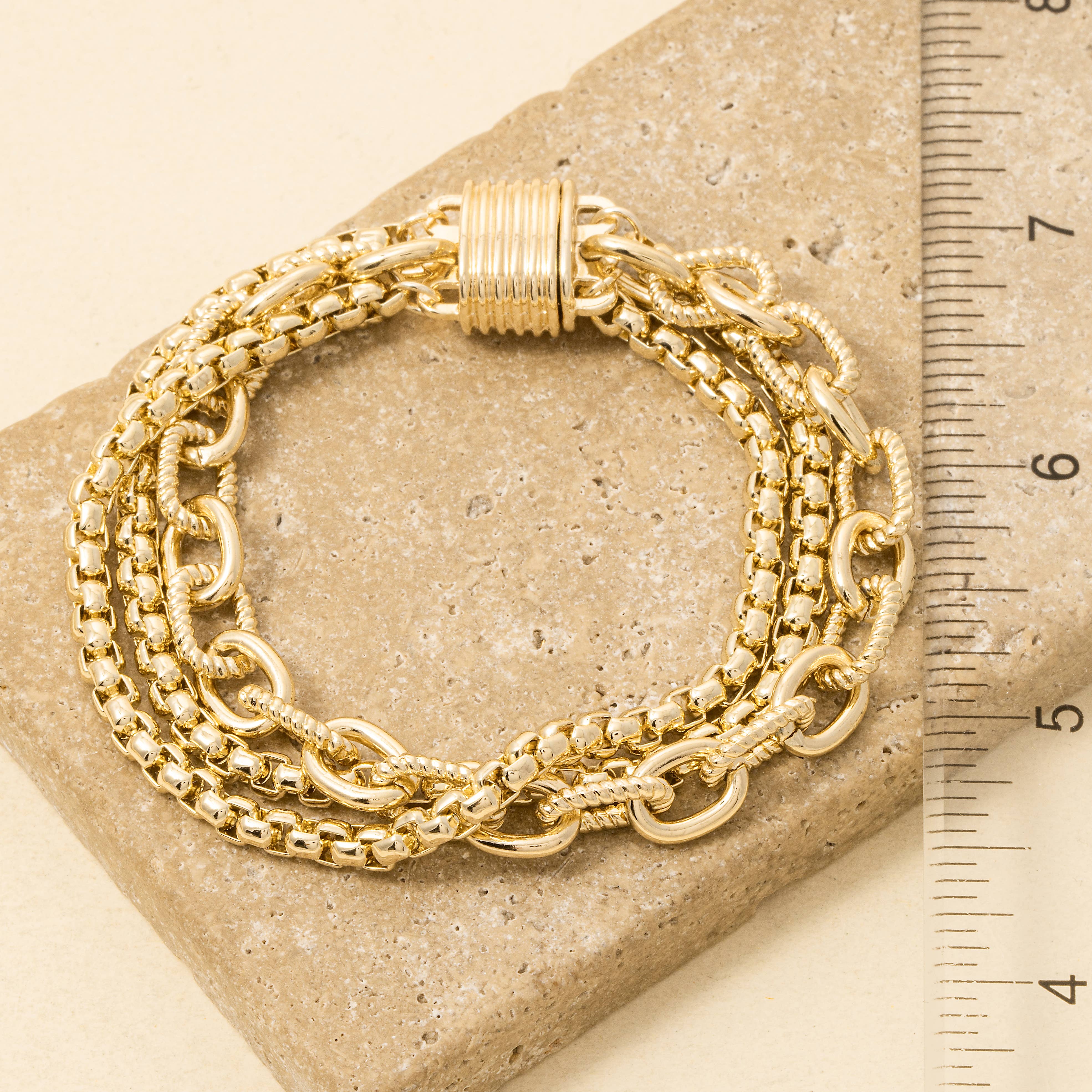 Assorted Chains Magnetic Lock Gold Plated Bracelet - House Of Jedidiah