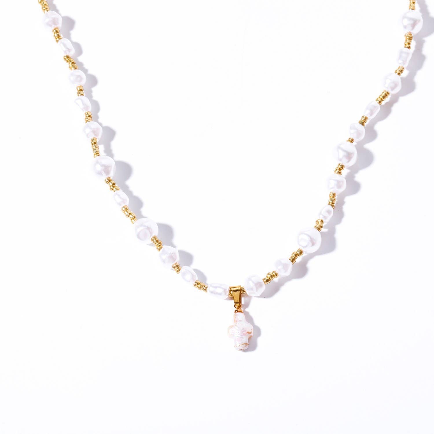 Pearl Cross Necklace | Parisian Luxe Style - House Of Jedidiah