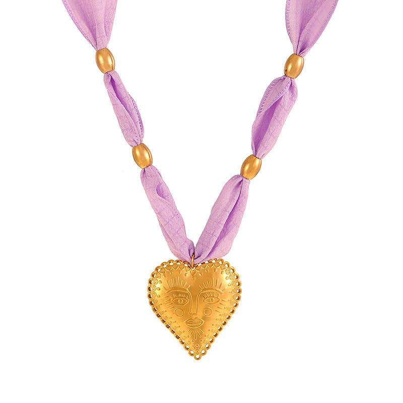 Scarf Statement Necklace | Gold Charm Pendant Style - House Of Jedidiah