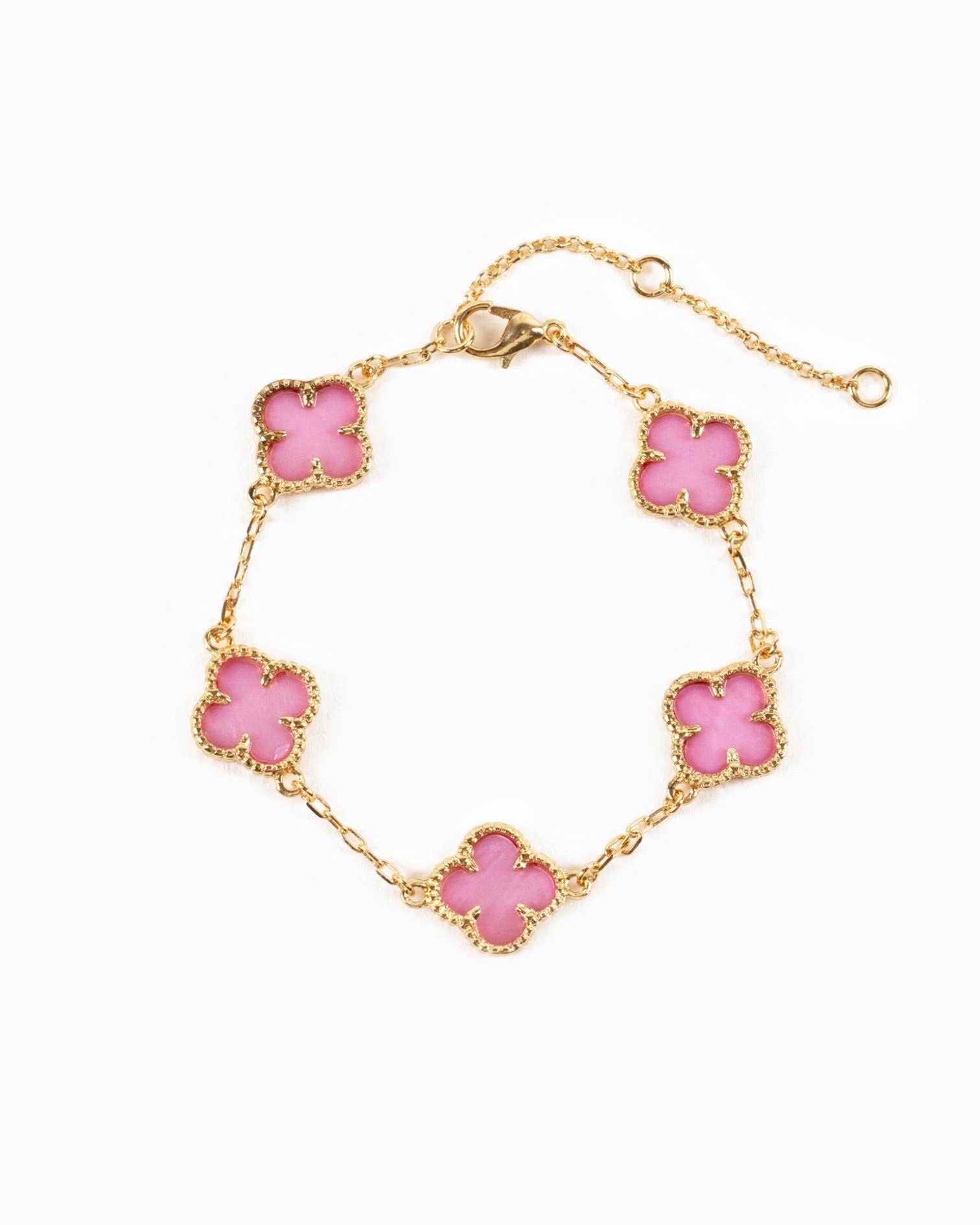 Double Sided Pearl Clover Chain Bracelets