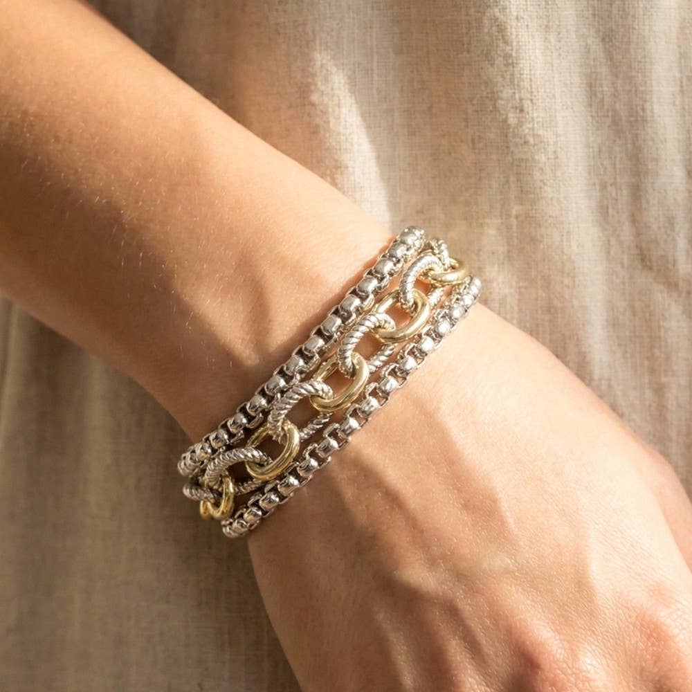 Assorted Chains Magnetic Lock Gold Plated Bracelet - House Of Jedidiah