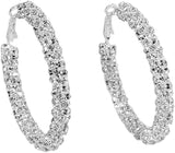 L'Éclat de la Nuit – 925 Silver-Plated Hoop Earrings with Rhinestones