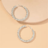 L'Éclat de la Nuit – 925 Silver-Plated Hoop Earrings with Rhinestones