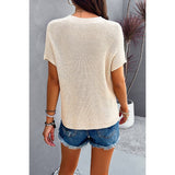 Solid Short Cap Sleeve Ribbed Knit Loose Top - House Of Jedidiah