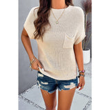 Solid Short Cap Sleeve Ribbed Knit Loose Top - House Of Jedidiah