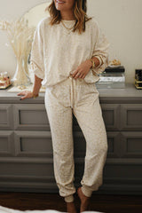 White Cheetah Print Two Piece Loose Fit Cozy Loungewear - House Of Jedidiah