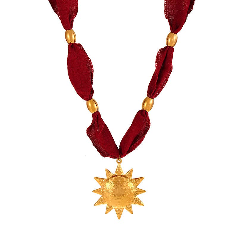 Scarf Statement Necklace | Gold Charm Pendant Style - House Of Jedidiah
