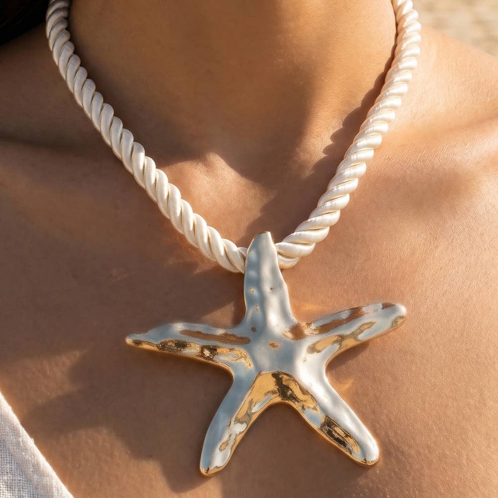 Starfish Twisted Cord Statement Necklace - House Of Jedidiah