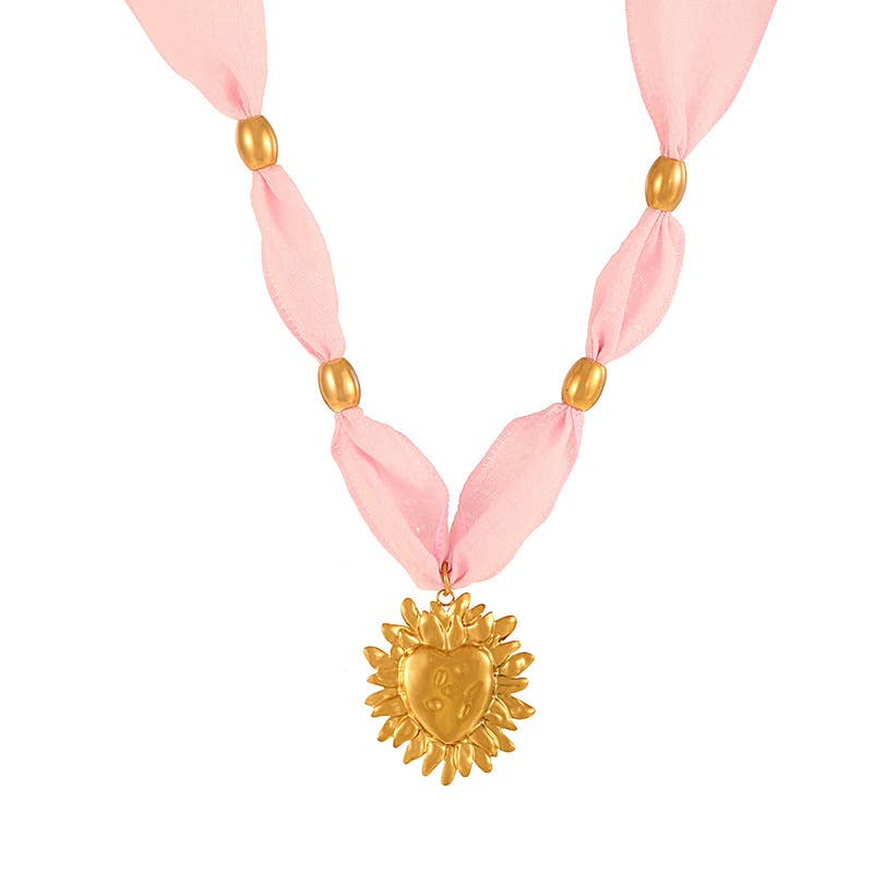 Scarf Statement Necklace | Gold Charm Pendant Style - House Of Jedidiah