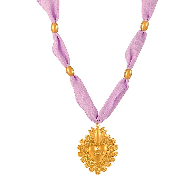 Scarf Statement Necklace | Gold Charm Pendant Style - House Of Jedidiah