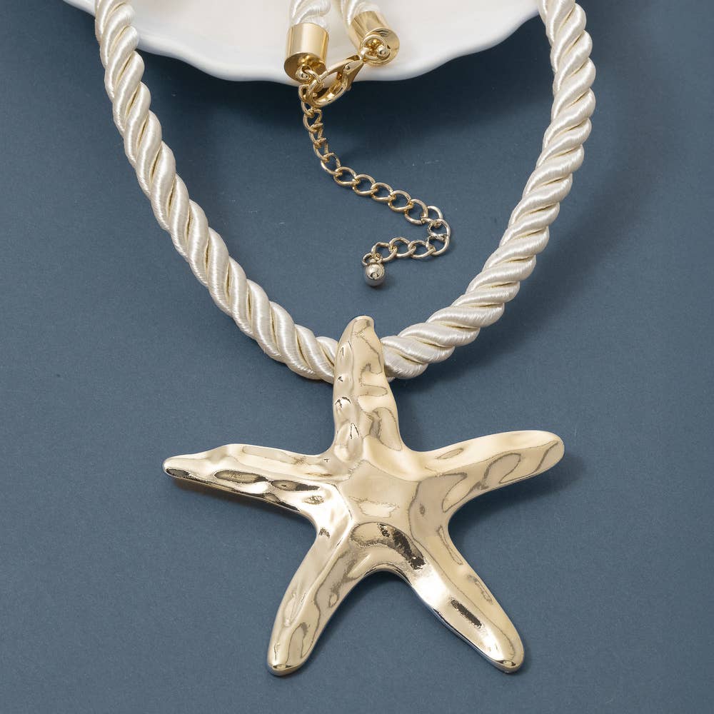 Starfish Twisted Cord Statement Necklace - House Of Jedidiah