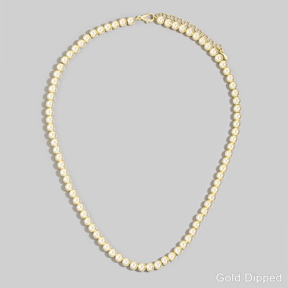 Gold Dipped Pearl Beaded Strand Necklace - House Of Jedidiah