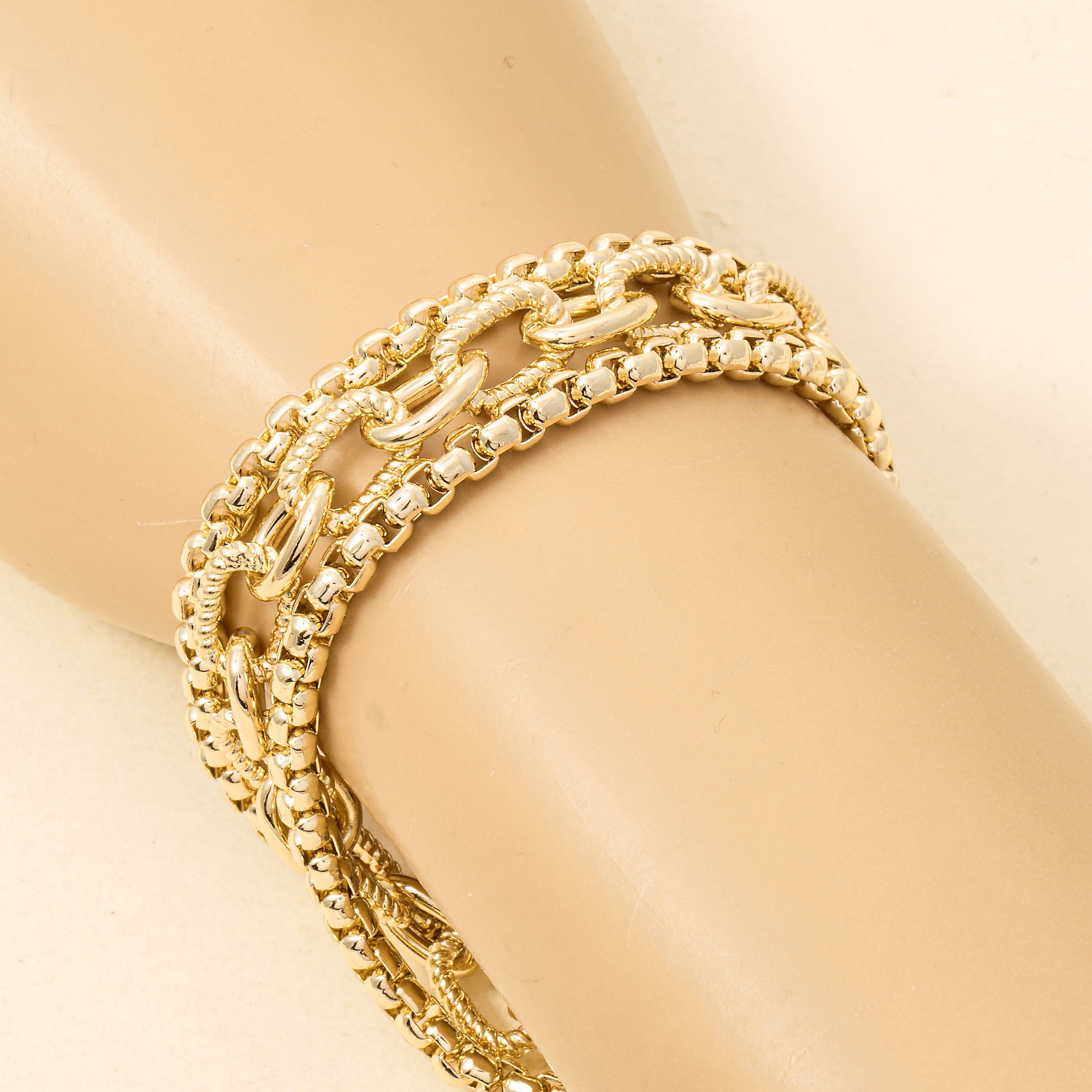 Assorted Chains Magnetic Lock Gold Plated Bracelet - House Of Jedidiah